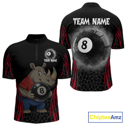 Custom Funny Rhino & 8 Ball Men's Billiard Shirts Personalized Billiard Apparel Gifts NYN2333