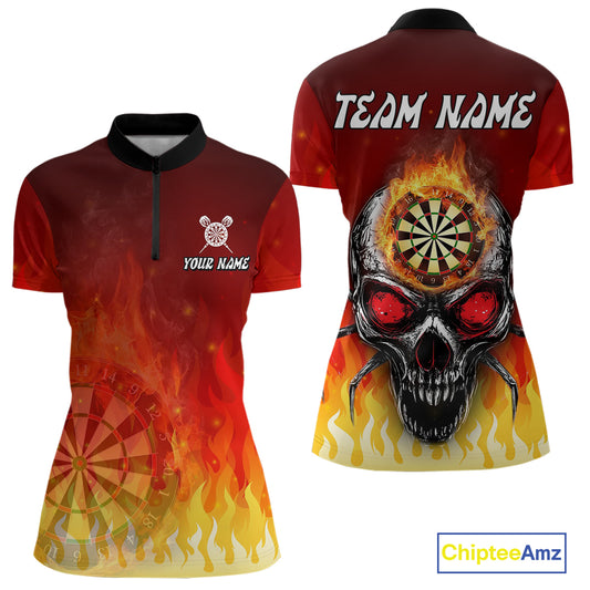 Spider Skull Flame Dartboard Custom Flame Dart Shirt For Women, Dart Jerseys NYN0227