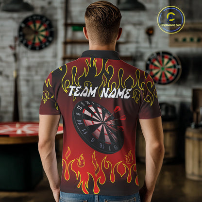 Custom Flame Pattern Red Dartboard Flame Dart Shirt For Men, Dart Jerseys NYN0228