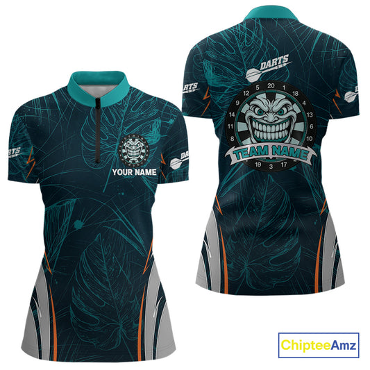 Grinning Demon Dartboard Women's Darts Shirt - Custom Tropical Team Shirt For Players NYN0433