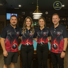 Load image into Gallery viewer, Black &amp; Red 8 Ball Women Billiard Shirt Personalized Phoenix Billiard Polo &amp; 1/4 Zip Apparel NYN2366