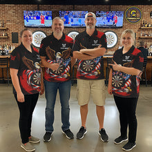 Load image into Gallery viewer, Personalized Red Grunge US Flag Eagle Dart Shirts For Women Patriotic Dart Polo &amp; 1/4-Zip Jersey NYN2780