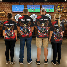 Load image into Gallery viewer, Personalized Red Grunge US Flag Eagle Dart Shirts For Women Patriotic Dart Polo &amp; 1/4-Zip Jersey NYN2780