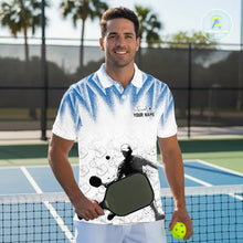 Load image into Gallery viewer, Custom White And Blue Grunge Pickleball Paddle League Jerseys Men Pickleball Team Shirts NYN2142