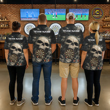 Load image into Gallery viewer, Grunge Horror Grey Skull Vintage Dartboard &amp; Arrow Women Darts 1/4-Zip Shirt Custom Dart League Shirts NYN2642
