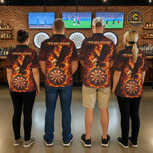Load image into Gallery viewer, Fire Flame Eagle Red-Blue Cracked Dartboard Women Darts 1/4-Zip Shirt Custom Dart League Shirts NYN2644