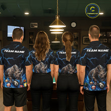 Load image into Gallery viewer, Funny Rhino Billiard 8 Ball Pool Shirt For Men Custom Thunder Lightning Billiard Team Jersey | Blue NYN3436