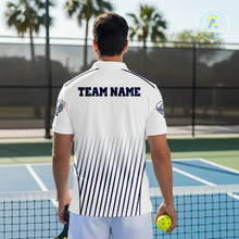 Load image into Gallery viewer, Custom White And Blue Stripes Pickleball League Jerseys Men Pickleball Paddle Team Shirts NYN2162