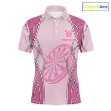 Load image into Gallery viewer, Personalized Grunge Pink Flaming Dartboard Men Darts Polo &amp; 1/4-Zip Shirts Dart Team Jerseys NYN2810