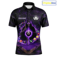 Load image into Gallery viewer, Grunge Grim Reaper Billiard Pool Men Billiard Shirts Custom Flame 8 Ball Pool Billiard Team Jerseys NYN3015