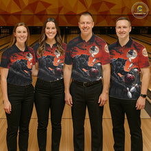 Load image into Gallery viewer, Black red panther bowling team shirts custom bowling jerseys for leagues