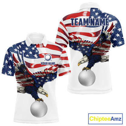 Red, White And Blue American Flag Eagle Golf Polo Shirts For Men Custom Patriot Golf Team Jersey NYN4027