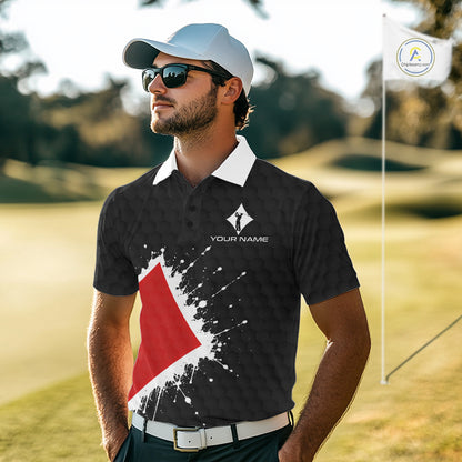 Red Diamonds Poker Mens Golf Polo Shirt Custom Name Splatter Poker Golf Top For Team, Golf Gift NYN4036