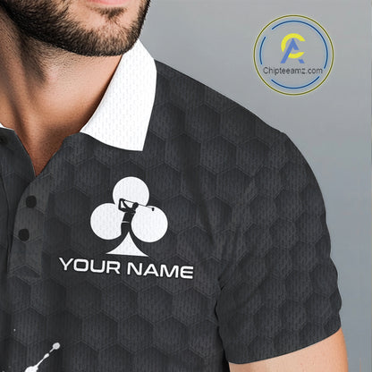 Black Clubs Poker Mens Golf Polo Shirt Custom Name Splatter Poker Golf Top For Team, Golf Gift NYN4037