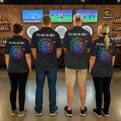Custom Rainbow Holographic Dart Team Shirts For Men Splatter Dart Tournament Jerseys NYN4044