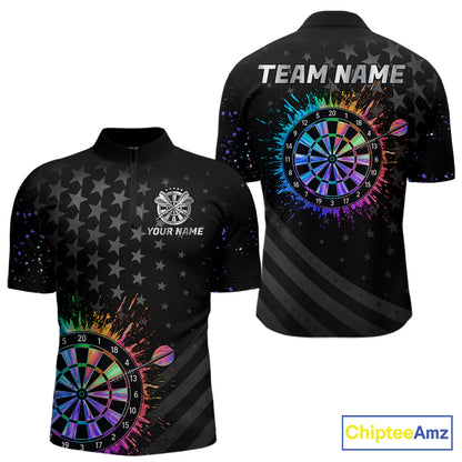 Custom Rainbow Holographic Dart Team Shirts For Men Splatter Dart Tournament Jerseys NYN4044