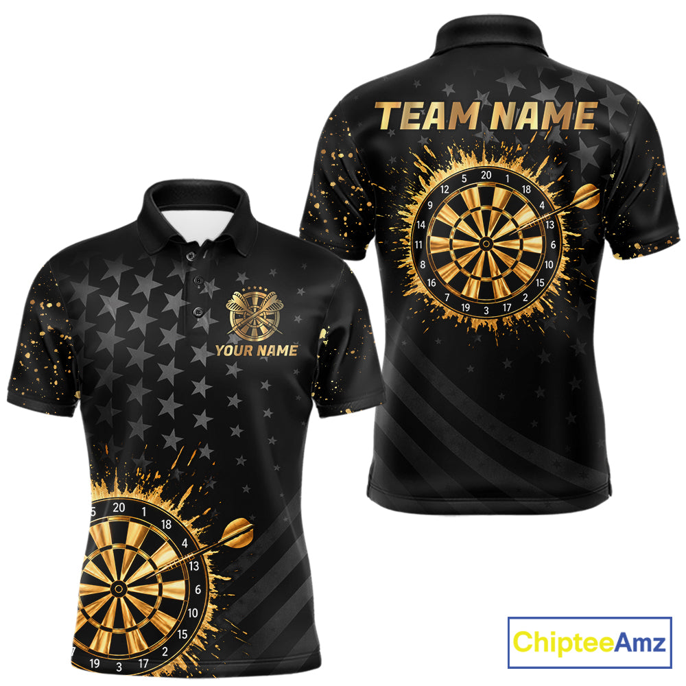 Custom Gold Holographic Dart Team Shirts For Men Splatter Dart Tournament Jerseys NYN4045