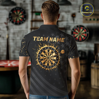 Custom Gold Holographic Dart Team Shirts For Men Splatter Dart Tournament Jerseys NYN4045
