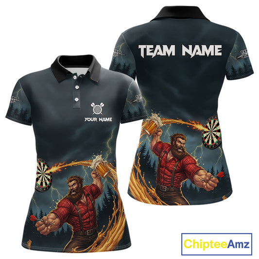 Custom Funny Play Darts & Beer Human Dartboard Women Darts Polo Shirt Dart Jerseys NYN1915