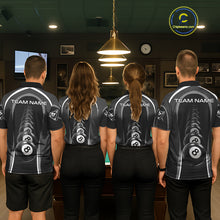 Load image into Gallery viewer, Black Blur 8 Ball Pool Polo &amp; 1/4-Zip Team Shirt For Men Personalized Billiards Ball Apparel NYN2453