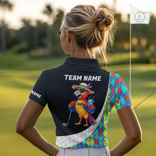Load image into Gallery viewer, Womens Colorful Argyle Polo Golf Shirts Custom Parrots Golfer Summer Golf Team Attire For Golfers NYN3060