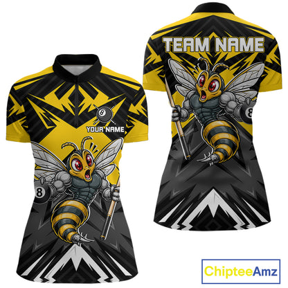 Black And Yellow Funny Bee Billiard Team Shirt For Women Custom 8 Ball Pool Tournament Jersey NYN3776