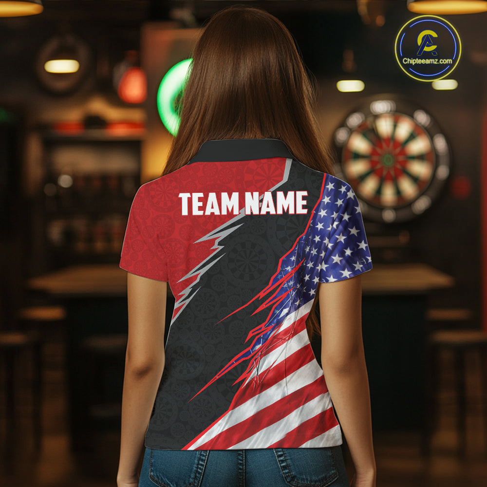 Personalized American Flag Darts Shirt For Women Custom Patriotic US Darts Team Jersey NYN2840