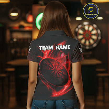 Custom Lightning Dartboard Red Skull Dart Women Polo Jerseys Dart Tournament Shirt NYN1670
