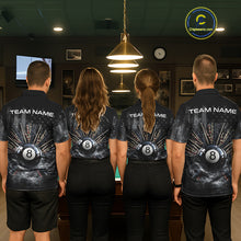 Load image into Gallery viewer, US Flag Grey Smoke Skull Bone 8 Ball Women Billiards Shirt Personalized Pool Balls Billiard Team Names NYN2688