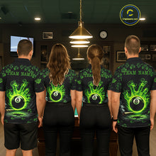 Load image into Gallery viewer, St Patrick's Day Green Smokes Hand Ball 8 Billiards Pool Shirt For Men Personalized Billiard Team Names NYN2694