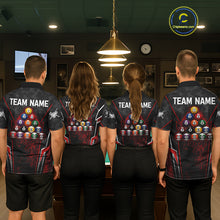 Load image into Gallery viewer, Black And Red Grunge Splatter 8 Ball Billiard Pool Shirt For Women Custom Outfits Billiard Team Attire NYN3220