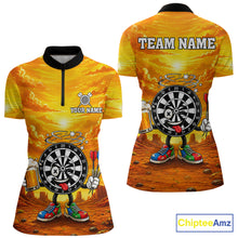 Load image into Gallery viewer, Beer and Dartboard Desert women's quarter zip dart jersey custom dart team apparel, league dart shirt