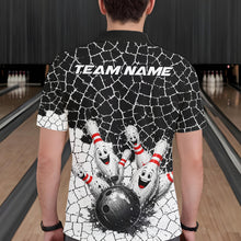 Load image into Gallery viewer, White And Black Cracked Funny Pins &amp; Ball Bowling Shirt For Men Custom Outfit Team Bowling Jersey NYN3238