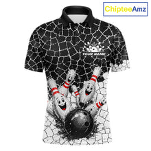 Load image into Gallery viewer, White And Black Cracked Funny Pins &amp; Ball Bowling Shirt For Men Custom Outfit Team Bowling Jersey NYN3238