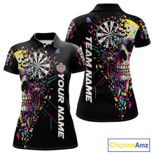 Load image into Gallery viewer, Custom Colorful Shatter Skull &amp; Dartboard Darts Polo Shirt For Women Cracked Dart Jerseys NYN1960
