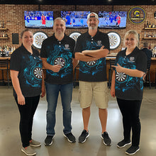Load image into Gallery viewer, Custom Tiger And Dragon Blue Dartboard Women Darts Quarter-Zip League Shirts Funny Dart Jerseys NYN2216