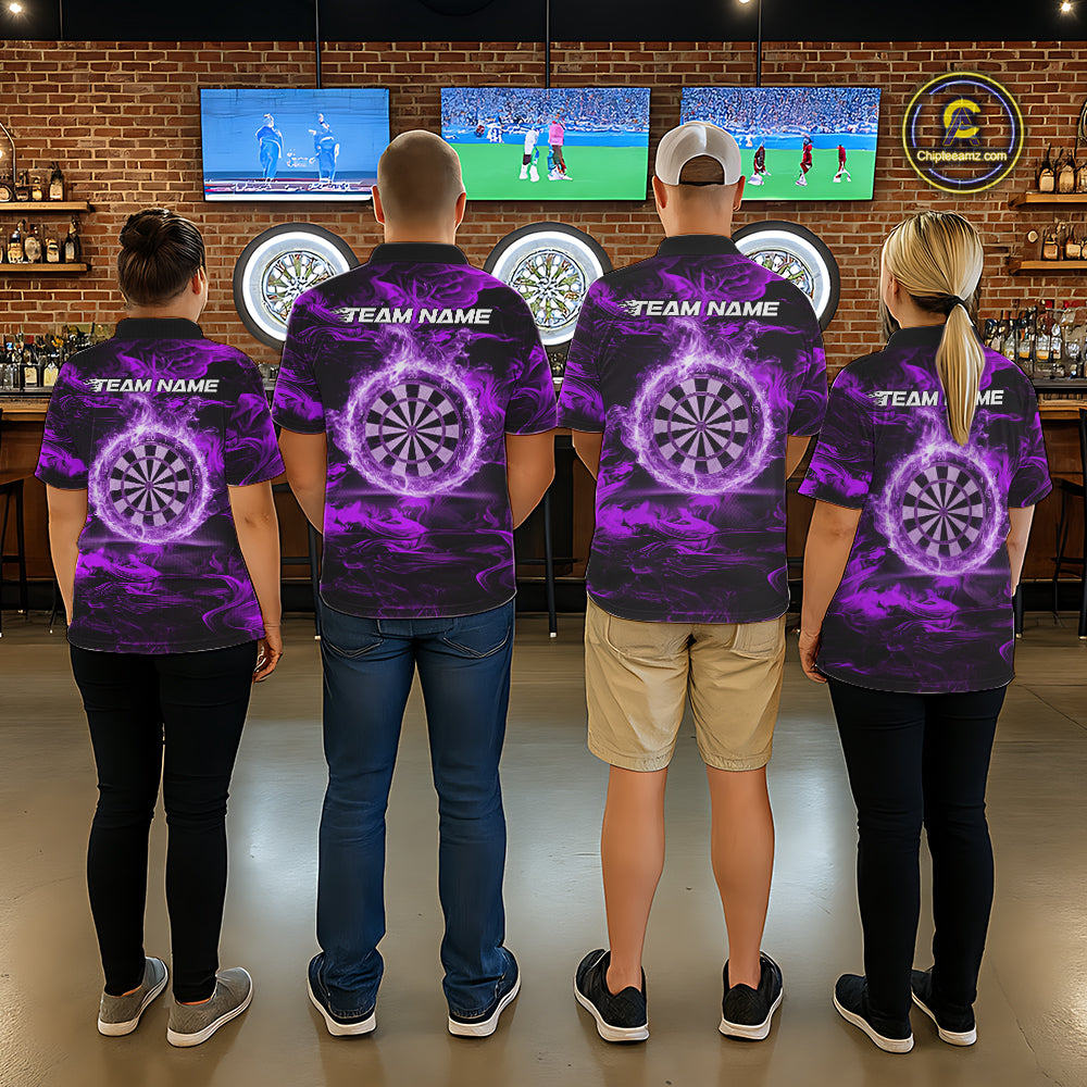 Black And Purple Smoking Dartboard & Arrow Women Darts Polo Shirt Custom Dart Team Jerseys NYN2512