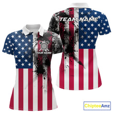 Load image into Gallery viewer, Personalized American Flag Black Splatter Dart Polo Shirts For Women Custom Dart Team Jerseys NYN2711