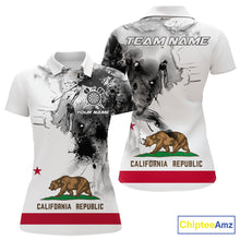 Load image into Gallery viewer, Personalized California Flag Black Splatter Dart Polo Shirts For Women Custom Dart Team Jerseys NYN2714