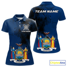 Load image into Gallery viewer, Personalized New York Flag Black Splatter Dart Polo Shirts For Women Custom Dart Team Jerseys NYN2715