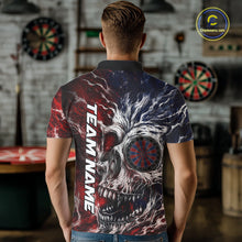 Load image into Gallery viewer, Red And Blue Smoking Skull Dartboard Mens Darts Shirt Personalized Team Darts Jersey NYN3246
