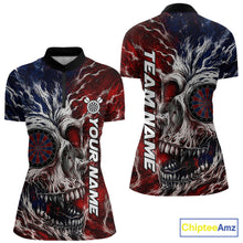 Load image into Gallery viewer, Red And Blue Smoking Skull Dartboard Women Darts Shirt Personalized Team Darts Jersey NYN3246