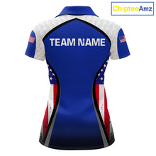 Load image into Gallery viewer, Grunge American Flag Golf Polo Shirts For Women Custom Golf Team Attire For Golfers | Blue NYN3257