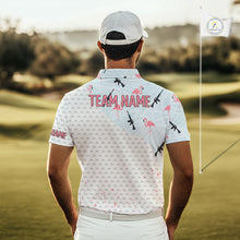 Load image into Gallery viewer, Funny Rifle &amp; Flamingo Polo Shirt Mens Golf Polo Shirts Custom White Ball Pattern Golf Clothes NYN2877