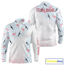 Load image into Gallery viewer, Funny Rifle &amp; Flamingo Polo Shirt Mens Golf Polo Shirts Custom White Ball Pattern Golf Clothes NYN2877