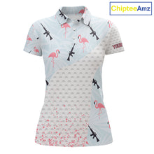 Load image into Gallery viewer, Funny Rifle &amp; Flamingo Polo Shirt Womens Golf Polo Shirts Custom White Ball Pattern Golf Clothes NYN2877