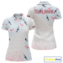 Load image into Gallery viewer, Funny Rifle &amp; Flamingo Polo Shirt Womens Golf Polo Shirts Custom White Ball Pattern Golf Clothes NYN2877