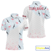 Load image into Gallery viewer, Funny Rifle &amp; Flamingo Polo Shirt Mens Golf Polo Shirts Custom White Ball Pattern Golf Clothes NYN2877