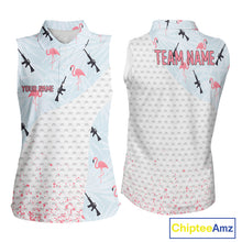 Load image into Gallery viewer, Funny Rifle &amp; Flamingo Sleeveless Polo Shirt Womens Golf Polo Shirts Custom White Ball Golf Clothes NYN2877