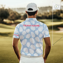 Load image into Gallery viewer, Custom Blue Tropical Monstera Funny Flamingo Matching Men Golf Polo Shirts Team Golf Clothes  NYN2881